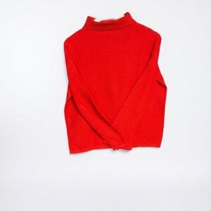 🔥 French Connection Mozart Mock-Neck Ribbed Sweater - Power Red - XS